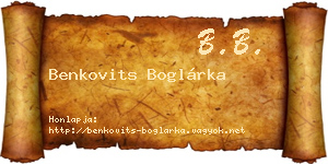 Benkovits Boglárka névjegykártya